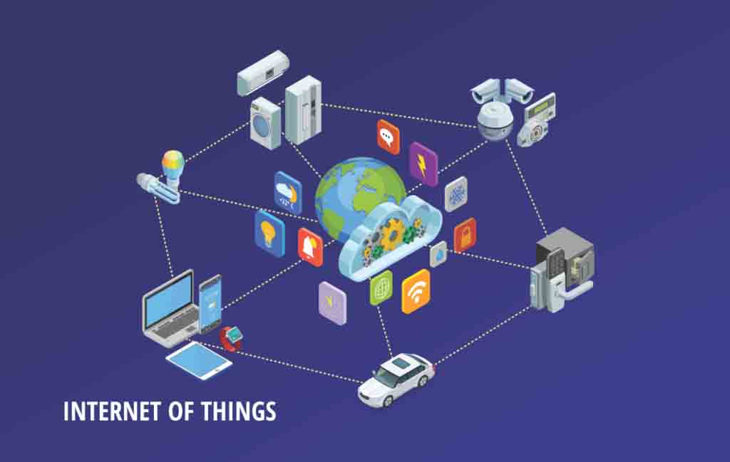 vector illustration of an IoT ecosystem with interconnected devices